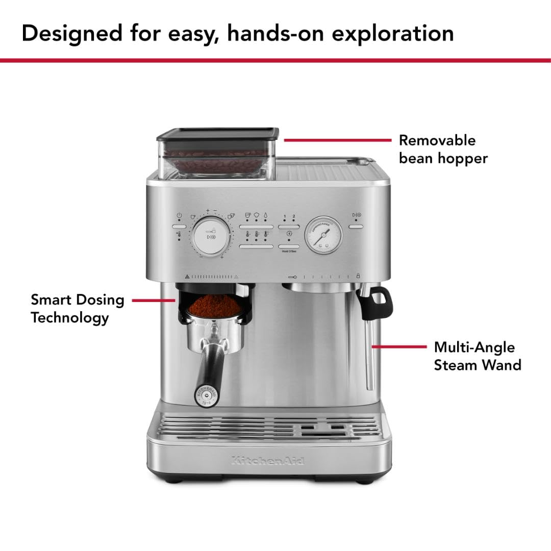 KitchenAid Brushed Stainless Steel / 2.5L / Semi with Burr Semi-Automatic Espresso Machines