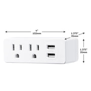Ultra Slim USB Wall Plate with Two AC Outlets by Honeywell – White, Model HW-WC002-199