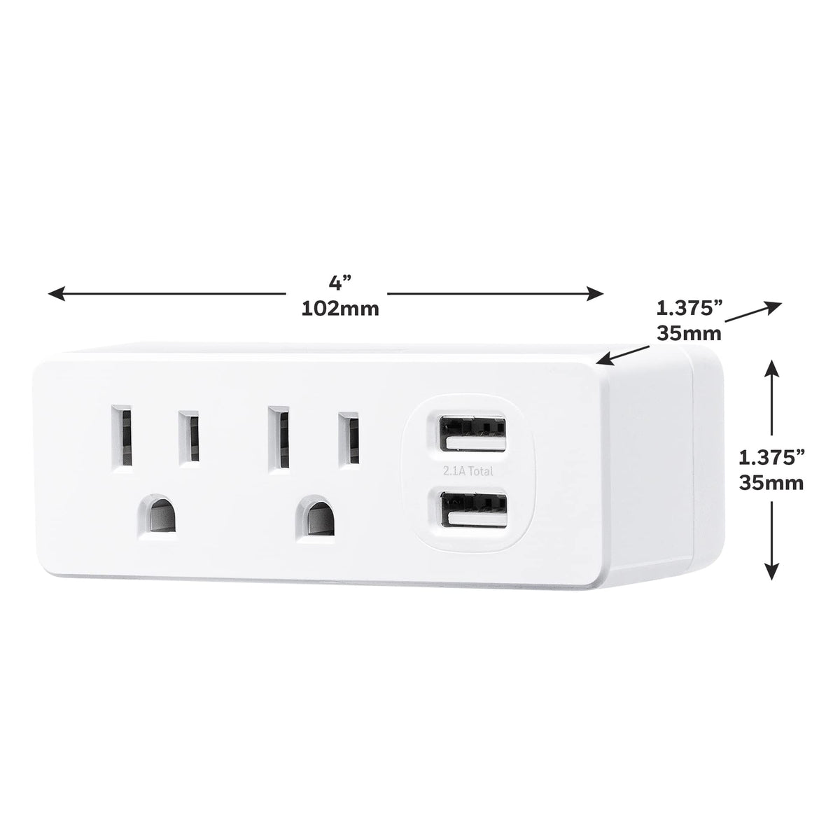 Ultra Slim USB Wall Plate with Two AC Outlets by Honeywell – White, Model HW-WC002-199