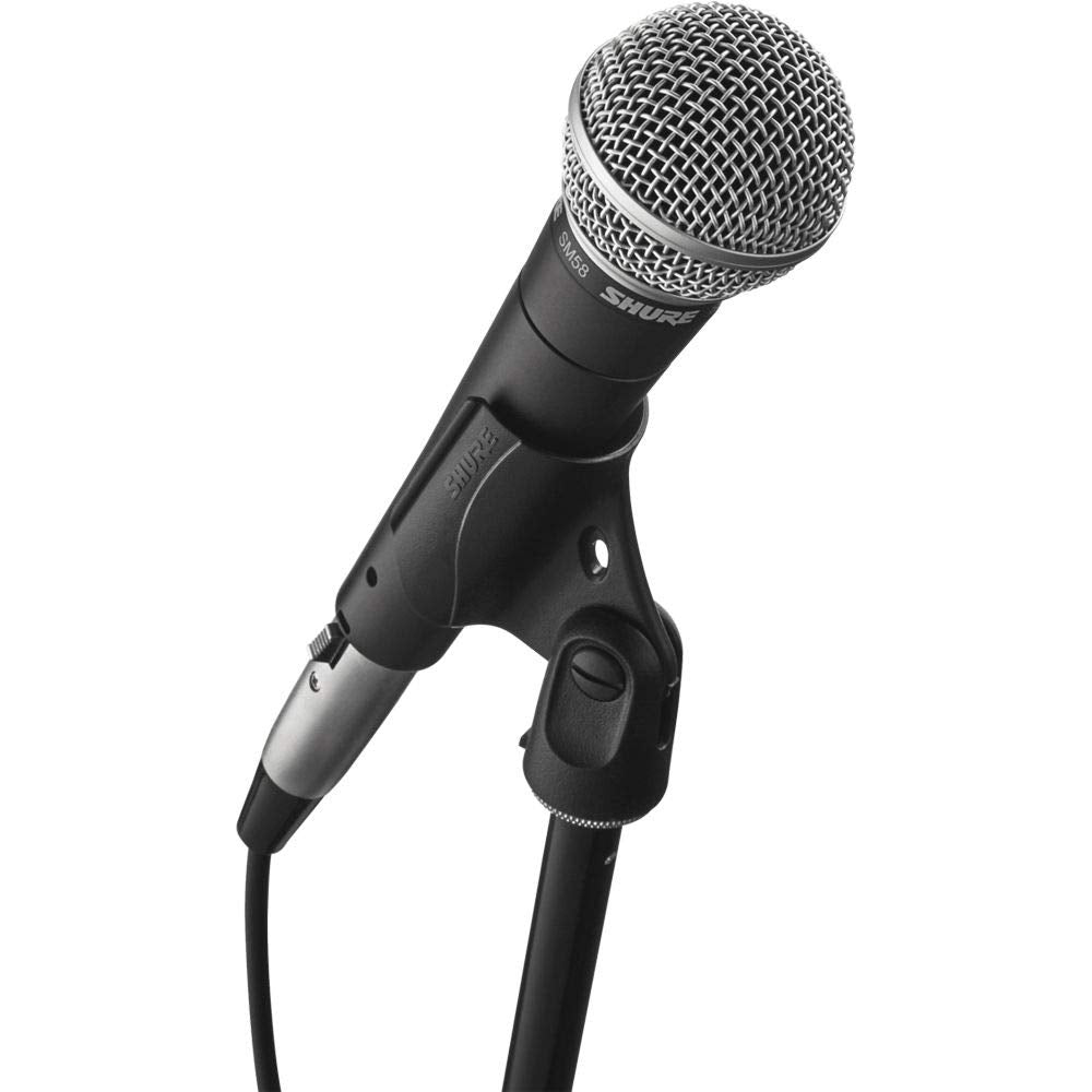 Shure SM58-LC Cardioid Dynamic Vocal Microphone + Extra Two (2) XLR Cables Bundle by The Imaging World – Microfiber,Steel, Black, Model SM58-LC K1