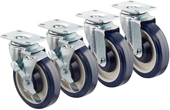 Krowne 30-113S Krowne Economy Series 2-3/8" x 3-5/8" Plate Caster, Swivel with Brake, 5" Diameter, 1-3/4" x 3" Hole Centers, 200 lbs. per Caster Load Capacity (Set of 4)‍​‌​​‌​‍​​‌‌​‌‌‍​​‌‌​‌‌‍​​‌‌