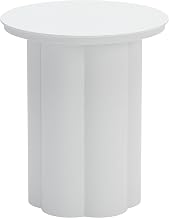 Kogur Side Table White, White End Table, Modern Style, Powder Coated Aluminum Round Shape Tabletop, Aluminum, Outdoor Living, 15.9" W x 15.9" D x 18.5" H