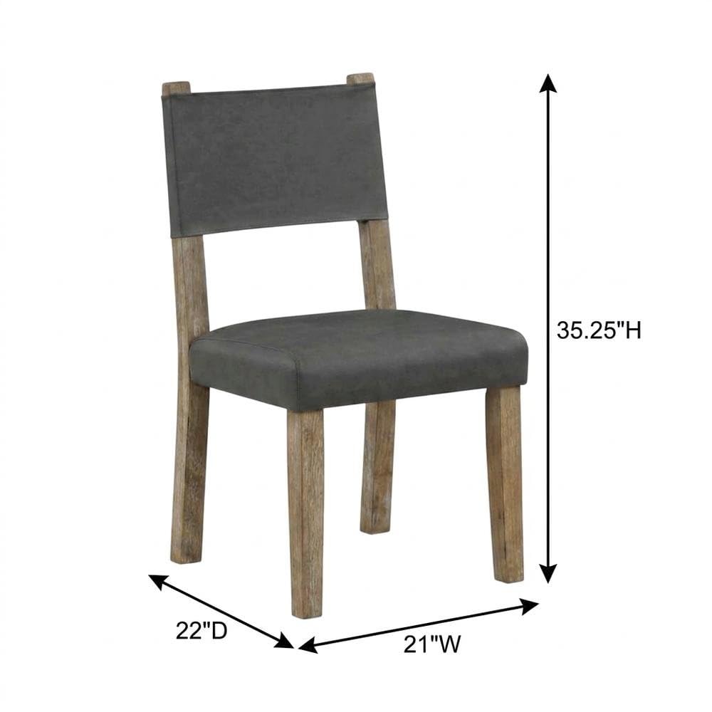 Rubberwood Side Chair with Faux Leather Seat by Starlight Canyon Home – 21 x 22 x 35.25 inches, Rubberwood, Brown