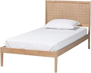 Baxton Studio Lara Twin Platform Bed Wood Bed Frame with Headboard Oak Brown
