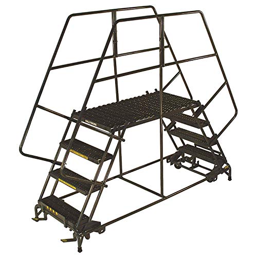 6 Step Heavy Duty Steel Double Entry Work Platform 36" W Steps by Ballymore – 110"L x 41"W x 60"H, Alloy Steel, Gray, Model DEP6-3648