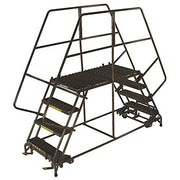 6 Step Heavy Duty Steel Double Entry Work Platform 24" W Steps by Ballymore – 110"L x 33"W x 60"H, Alloy Steel, Gray, Model DEP6-2448