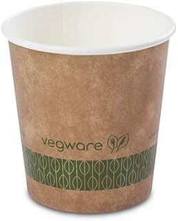 Vegware Plant-Based Compostable 4oz Brown Kraft Hot Cup, 62-Series (Case of 1000)…