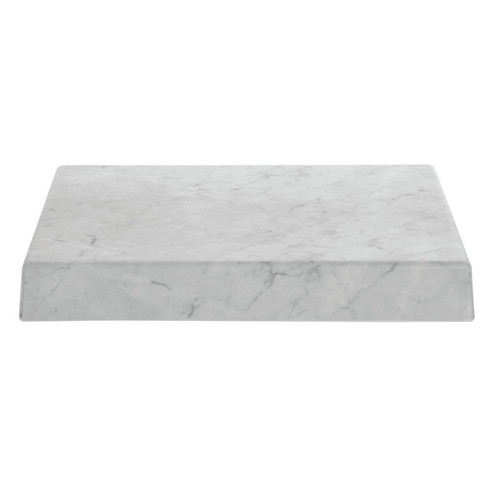 Marble Look Display Riser - 12"L x 15"W x 2"H by HUBERT – Plastic, White, Model H0053-MARBLE