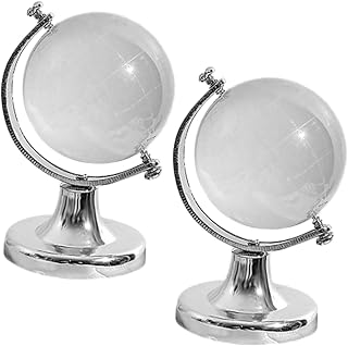 2pcs Transparent Crystal Globe Table Decor Adorable Desktop World Map Handicraft for Festivals Smooth Display for Photos and