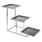 Cerve Collection Chrome 3-Tiered Buffet Stand for Bowls - 8"L x 20 1/2"W x 14"H by HUBERT – Metal, Grey