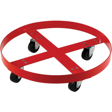 1000 Lb. Capacity Drum Dolly for 55 Gallon Drum - Steel Wheels by Global Industrial – 24"L x 24"W x 4"H, 8 Gauge Steel, Orange, Model 100321