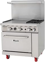 Migali C-RO2B-24GL-NG 2 Burner Range, 24” Griddle Left Side, (1) Oven, Natural Gas