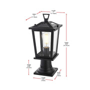 Cayman One Light Outdoor Post Mount Black by Lighting Design – Iron, Black, Model OD332P17BK