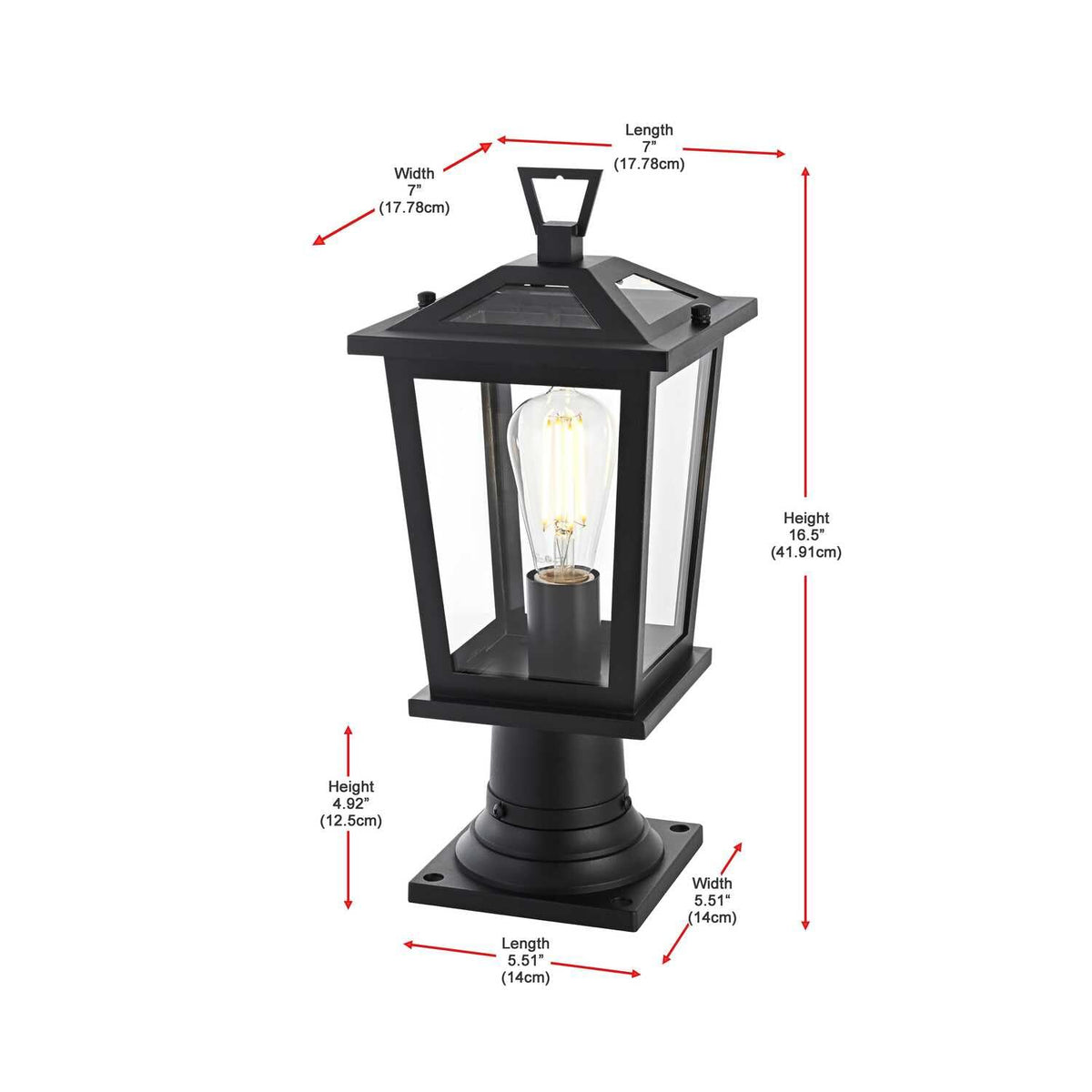Cayman One Light Outdoor Post Mount Black by Lighting Design – Iron, Black, Model OD332P17BK