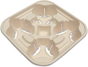World Centric CC-FB-4-LF 100% Compostable 4 Cup Carrier, Made from Unbleached Plant Fiber, for 8-22oz Cups, Natural Color (Pack of 600)