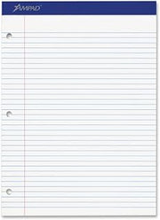 Ampad Double Sheet Pad, White, Letter Size, College Rule, 100 Sheets, 1 Each (20-323)