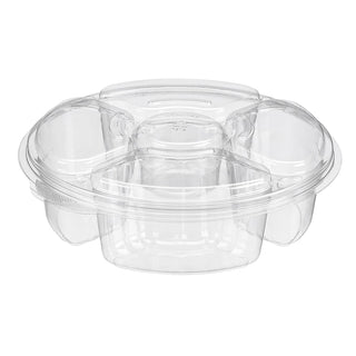 Pl065 4-Cmpt Platter Combo W/ Dip Holder 10.25X2-13/16 65-Oz by Inline Plastics – Plastic, Pack of 100, Model 75002569