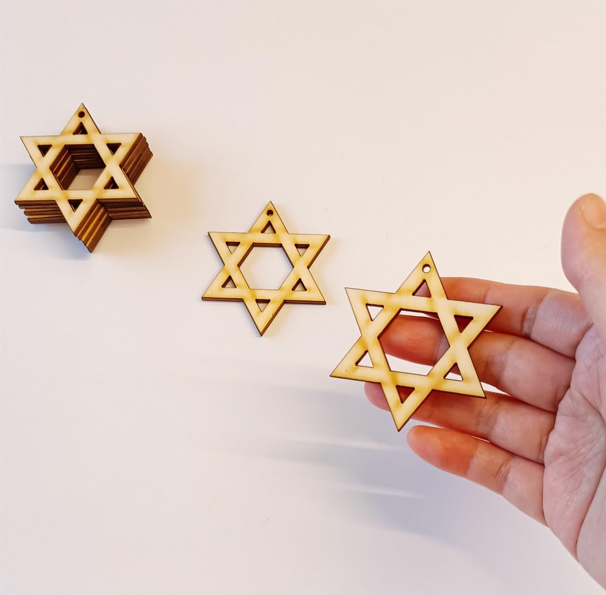 Acfeng Star of David Wood Earrings Blanks, 2 Inch, 30 Pack
