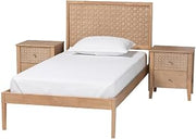 Baxton Studio Lara Twin 3-Piece Bedroom Set - Modern Wood Bed Frame Oak Brown