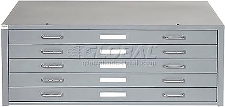 41" W Flat File Cabinet by Global Industrial – 40.75" W x 28.38" D x 16" H, Alloy Steel, Grey, Model 506825GY