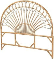 Furnifact Brown Authentic Rattan King Size Standalone Headboard, Bohemian Style, Non-Tufted, Durable Frame, Easy Care, Single Piece, Elegant Bedroom Accent