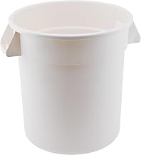Winco Heavy-Duty Round Waste Container/Trash Can, 10 Gallon, White
