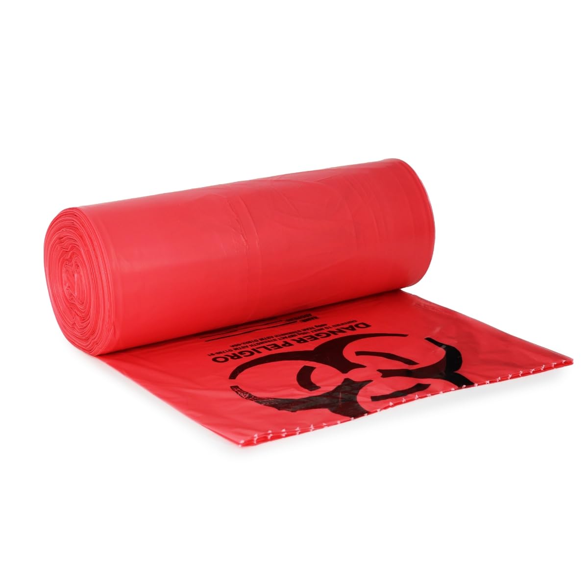 Biohazard Waste Print 8-10 Gallon Can Liner by Kleenline – 8-10 Gallon, Linear Low Density Polyethylene, Red, Pack of 20, Model 709917