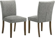 Furnifact Polyester Upholstered Dining Side Chairs Set of 2, Wood-Leg Fabric Dining Chairs for Kitchen and Dining Room Table, Grey