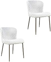 Starlight Canyon Home Upholstered Dining Chairs with Antique Brass Legs Set of 2, Modern Kitchen and Dining Room Chairs for Tables, Natural Grey
