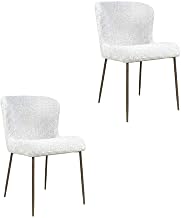 Starlight Canyon Home Upholstered Dining Chairs with Antique Brass Legs Set of 2, Modern Kitchen and Dining Room Chairs for Tables, Natural Grey