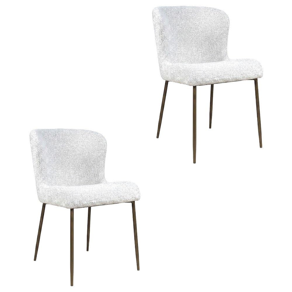 Upholstered Dining Chairs with Antique Brass Legs Set of by Starlight Canyon Home – Iron, Natural Grey, Pack of 2