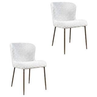 Upholstered Dining Chairs with Antique Brass Legs Set of by Starlight Canyon Home – Iron, Natural Grey, Pack of 2