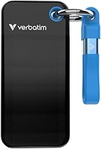 Verbatim Pocket SSD 512GB External SSD USB 3.2 Gen 2, up to 1000MB/s Read & Write Portable Hard Drive for PC, Mac & Console, Black/Blue