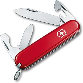 Victorinox Recruit Swiss Army Knife, 10-Function Pocket Knife, Red | Swiss-made pocket knife, 10 functions, can opener, screwdrivers, backpack essential, everyday utility