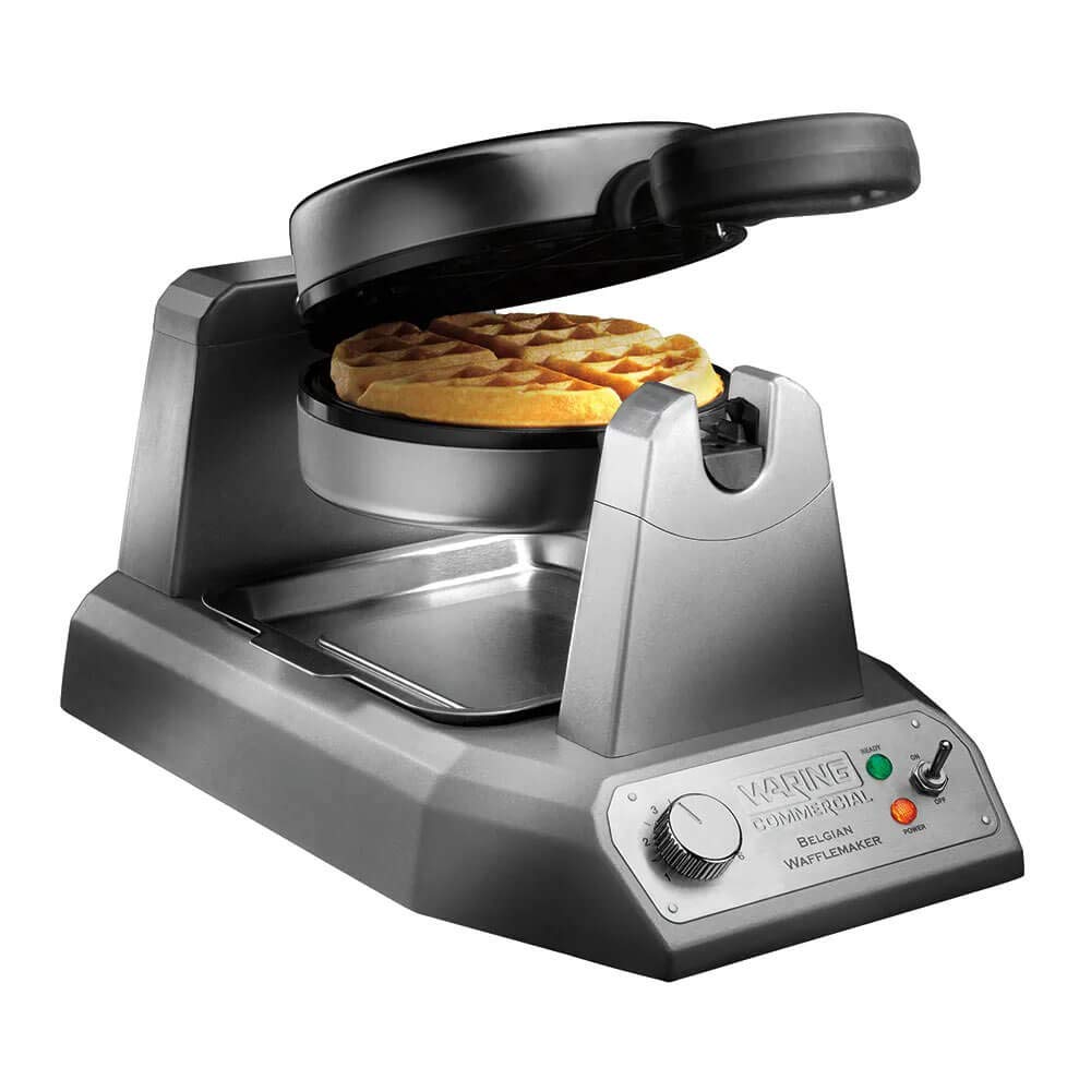 Waring Single Belgian Waffle Maker | 120V, 1200W / 12.5 x 17.88 x 10.5 inches / Silver Waffle Irons