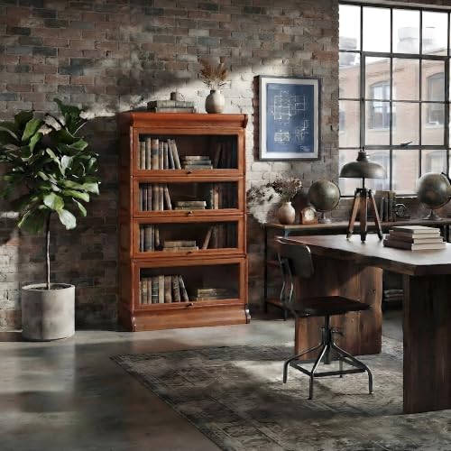 Starlight Canyon Home Solid Wood Barrister Bookcase with Beveled Glass Doors, Tall Bookshelf with Storage for Home Office, Michael's Cherry - image 6