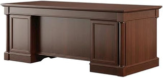 Brown Executive Desk, Traditional Style, Rectangular, Cherry Finish, Spacious Workspace, Durable, Office Furniture