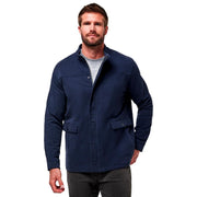 Men's Cloud Denim Full Zip Jacket by TravisMathew – Medium, Polyester Blend, Blue Nights, Model 1MZ499-4BLN