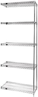 QUANTUM STORAGE SYSTEMS AD74-3660S-5 Wire Shelves Add-On Kit for WR74-3660S-5 Stainless Steel 5 Shelves 74" H x 60" W x 36" D
