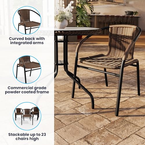 Flash Furniture Dark Brown / Set of 1 / Contemporary Patio Dining Chairs