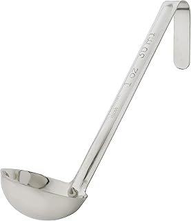 Winco 1 oz Red Stainless Steel Ladle | Dishwasher safe, Portion control, Heavy-duty, Curved handle, Great for Soups, Sauces, Stews and Buffet Service