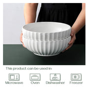 DOWAN Serving Bowls, 86 oz Ceramic Set, Pumpkin Shape, White