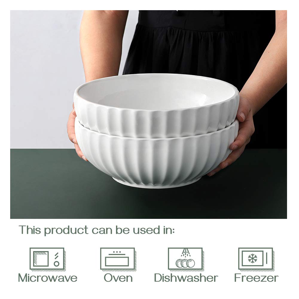 DOWAN Serving Bowls, 86 oz Ceramic Set, Pumpkin Shape, White