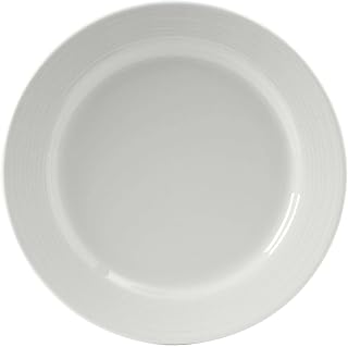 Tuxton Pacifica Porcelain White Embossed Mid Rim 11-Inch Plate, Case of 12, Bright White; Scratch Resistant; Chip Resistant; Lead & Cadmium Free; Dishwasher, Microwave, Oven Safe