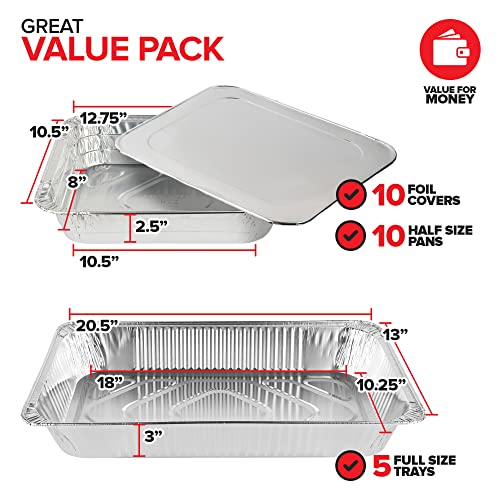 Stock Your Home Pans + Lids / Silver / 1 Chafing Dishes