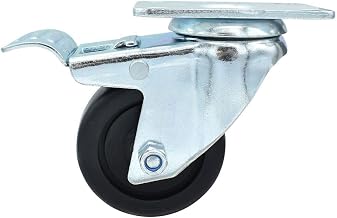 BK Resources 3" Polyolefin Swivel Caster, 2-3/8"x3-5/8" Top Plate Mount for Work Table, NSF, Total Lock Brake, 300 Lb. Capacity, Double Ball Bearing
