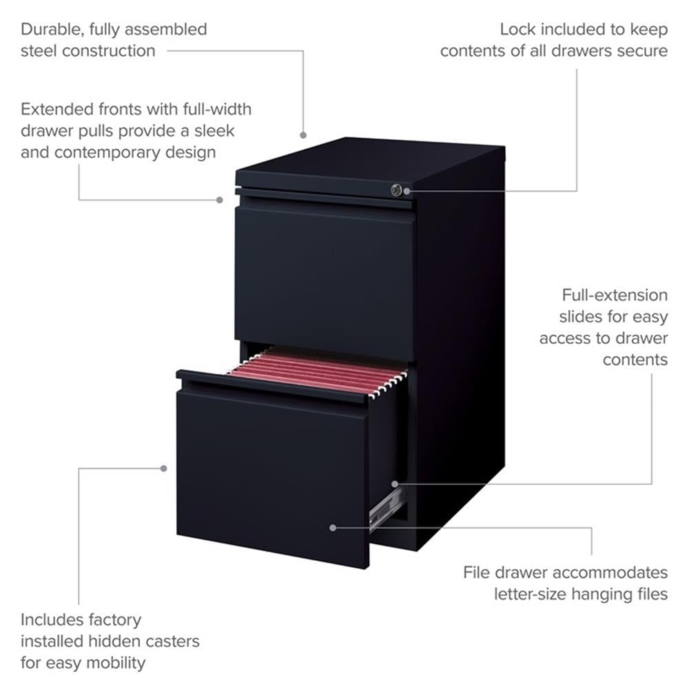 Hirsh Industries White and Black / Modern / 23.75" H X 15.00" W X 19.88" D Mobile File Cabinets