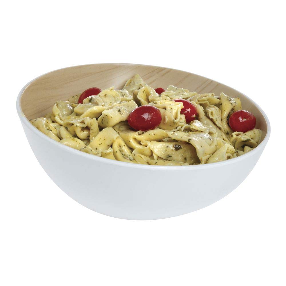 White with Light Wood Melamine Bowl - 9 1/10" Dia by HUBERT – Melamine, White, Model H0284-WHITE