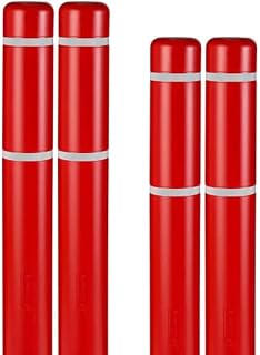 BollardGard 4" x 64" 4-Pack Bollard Cover - Innoplast (Red White Tape)