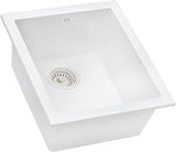 Ruvati 15 x 17 inch Granite Composite Quartz Undermount Single Bowl Wet Bar Prep Sink - Arctic White - RVG2016WH